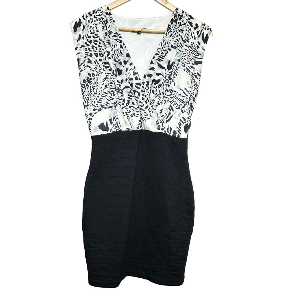 Express Animal Print Sleeveless Bodycon Mini Dress Women's S Black White Party‎